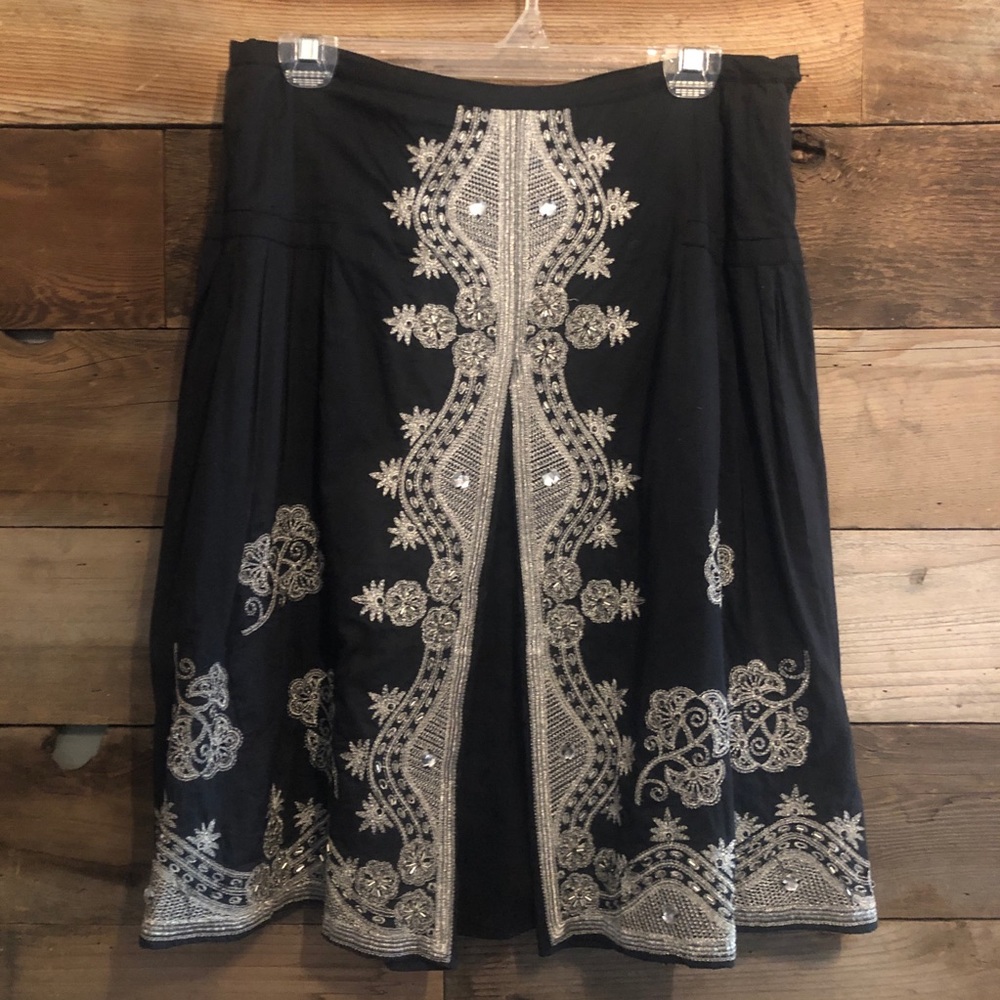 Silver embroidered black skirt